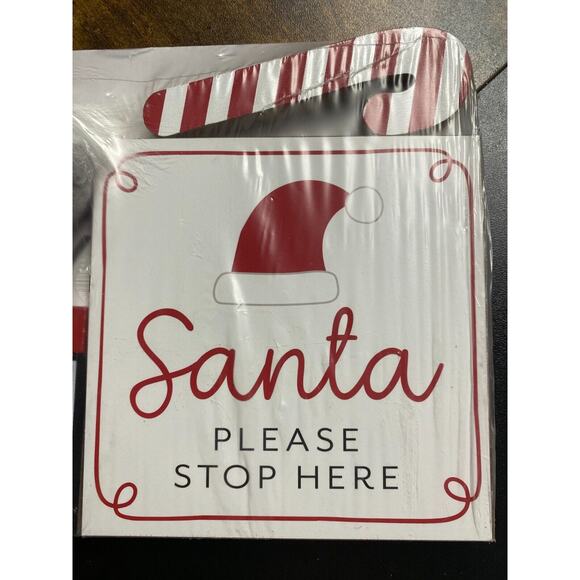 Holiday Time, 5 Piece Tier Tray Set, Santa Stop Here, Christmas Decor, NWT - Picture 3 of 5